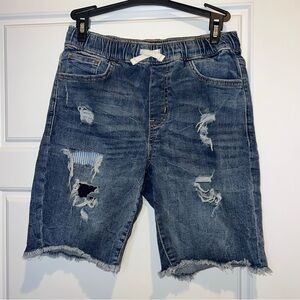 SOLD Old Navy Boys L (10-12) Karate Slim Distressed Denim Shorts Pull On